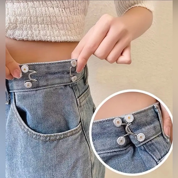 8pcs Adjustable Denim Waist Tighteners - Metal Button Pins - Picture 3 of 8